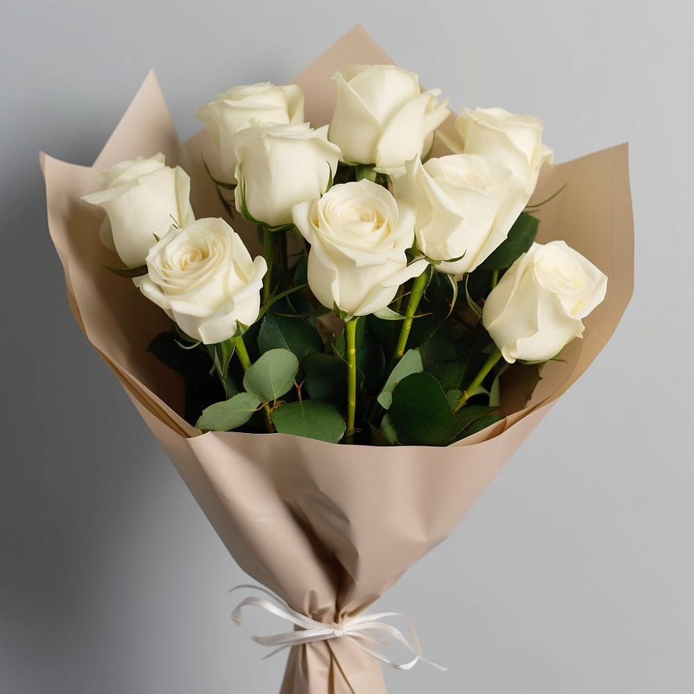 Букет 9 Белых роз Эдлесс Лав в Березовке