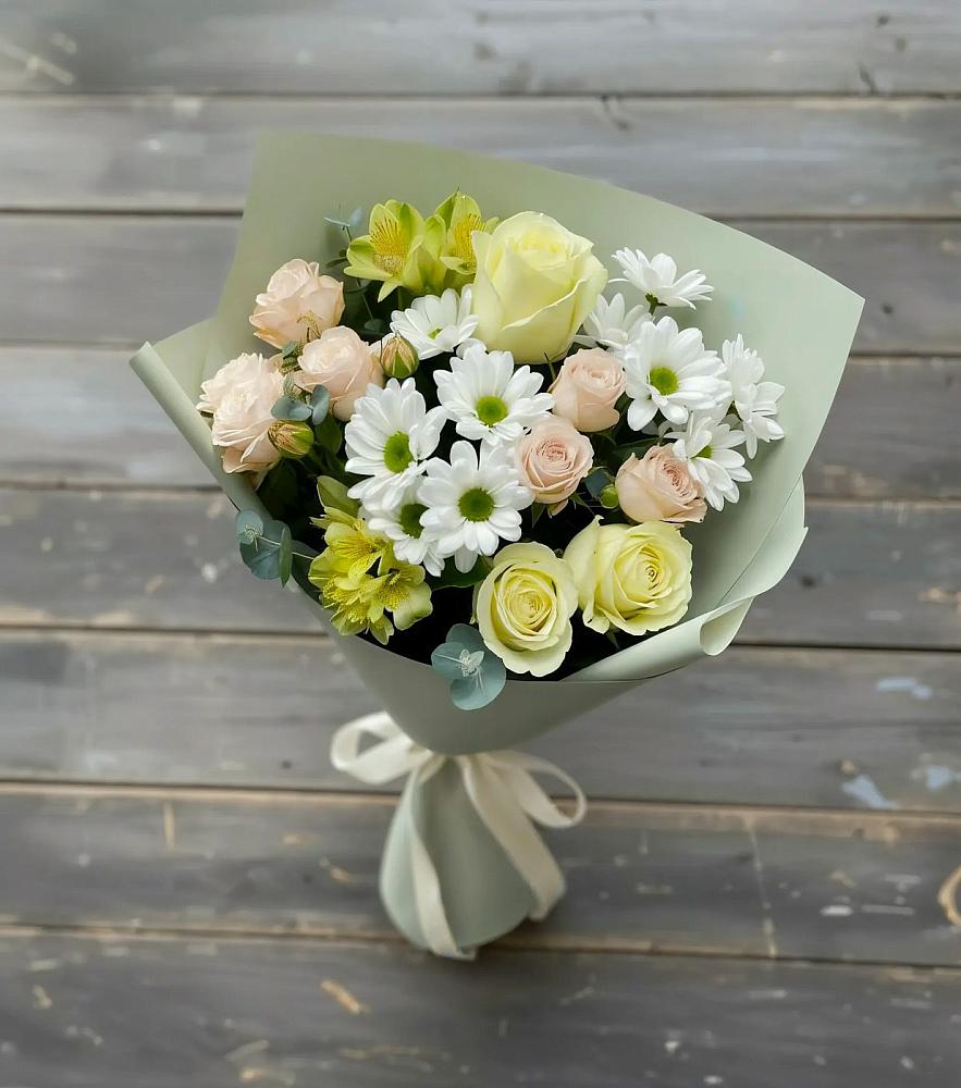 Букет цветов из: Альстромерии, Розы и Хризантемы в Березовке