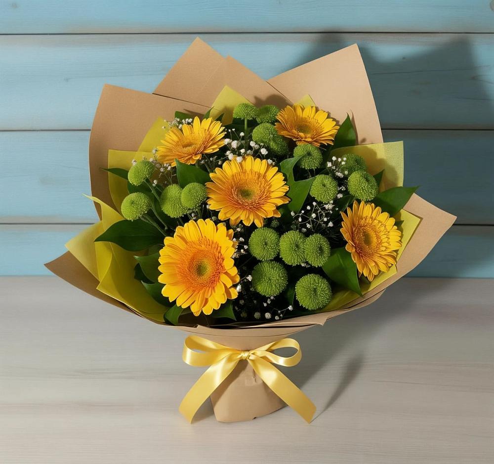 Букет цветов из: Герберы и Хризантемы в Березовке