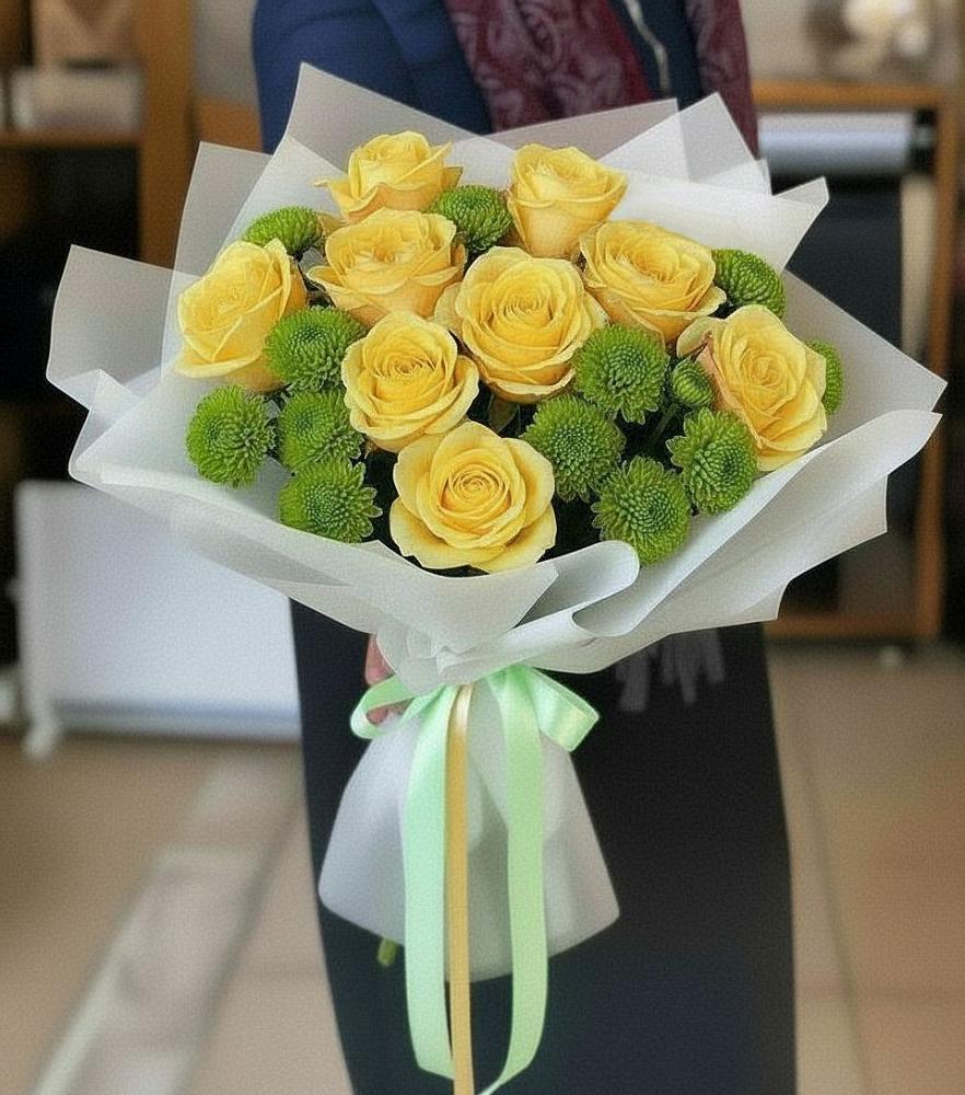 Букет цветов из: Хризантемы и Розы в Березовке