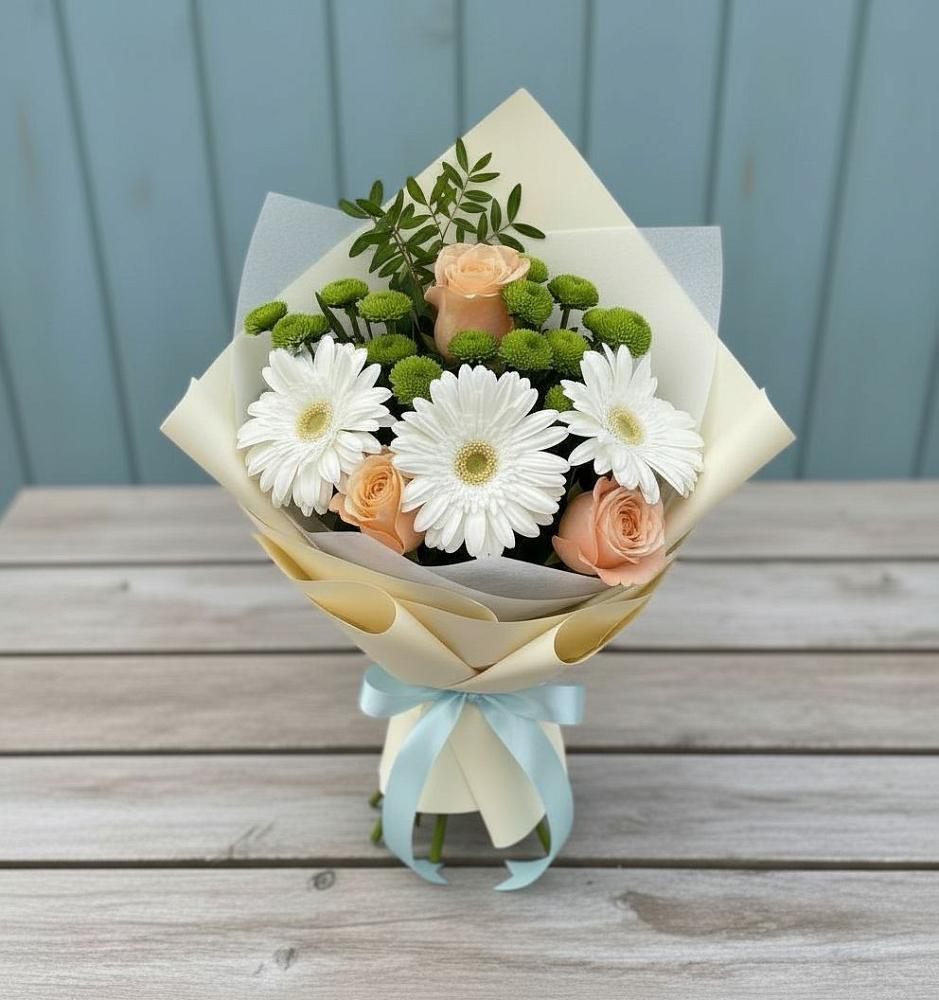 Букет цветов из: Герберы, Розы и Хризантемы в Березовке