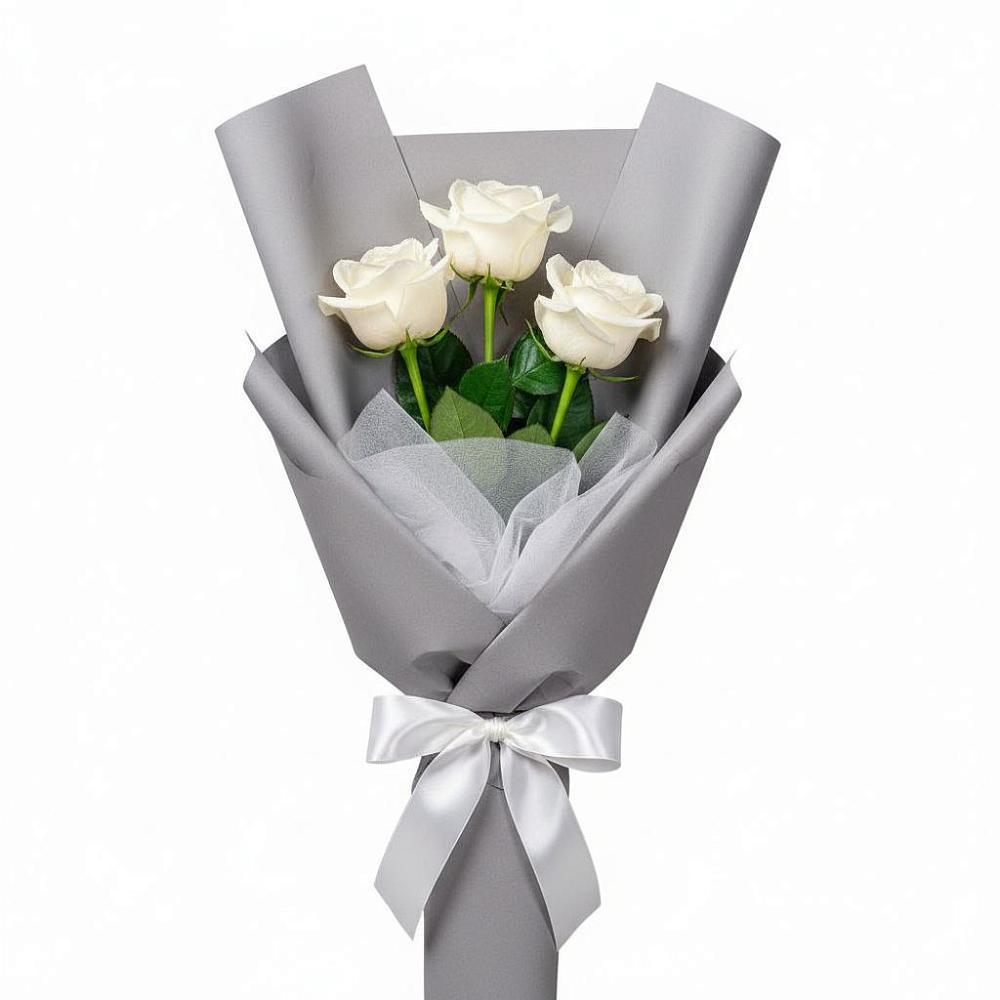 Букет 3 белые розы в Березовке