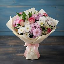 Букет цветов из:  Хризантемы, Альстромерии и Розы в Березовке