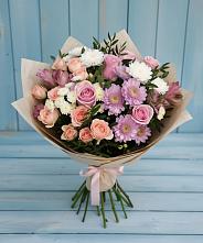 Букет цветов из:  Хризантемы, Розы и Альстромерии в Березовке
