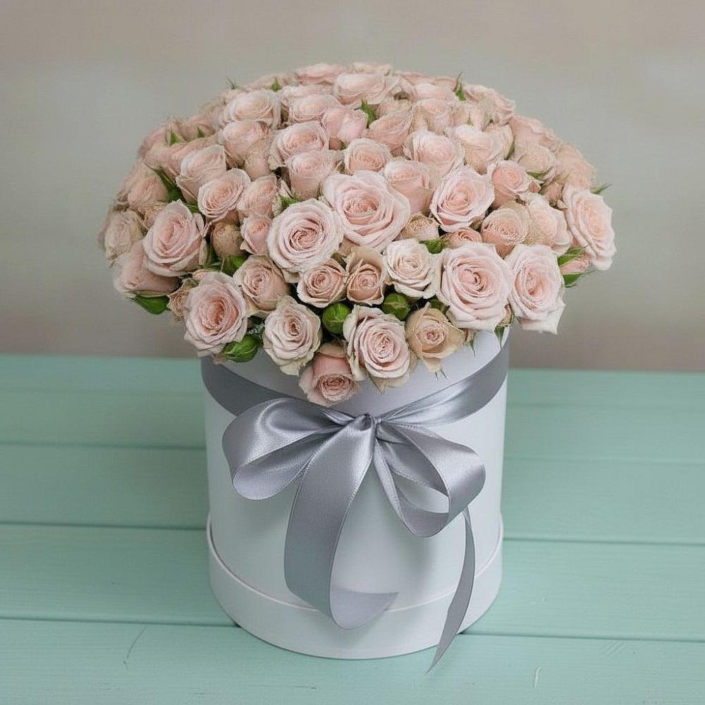 Цветочная композиция из Розы в шляпной коробке в Березовке